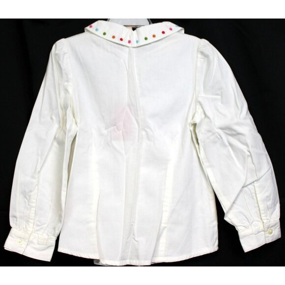2007 Gymboree Cupcake Cutie White Shirt Blouse Embroidered Dots Button Up Sz 5 - Picture 2 of 5